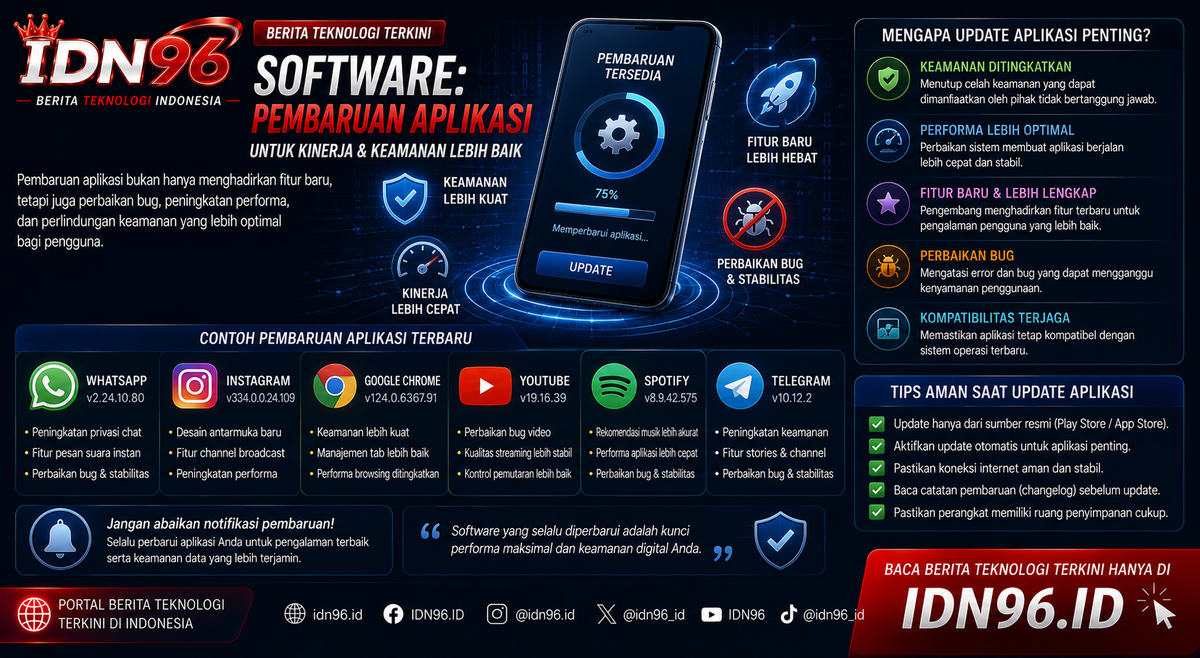 Layar menampilkan daftar pembaruan sistem dengan satu tambalan keamanan ditandai