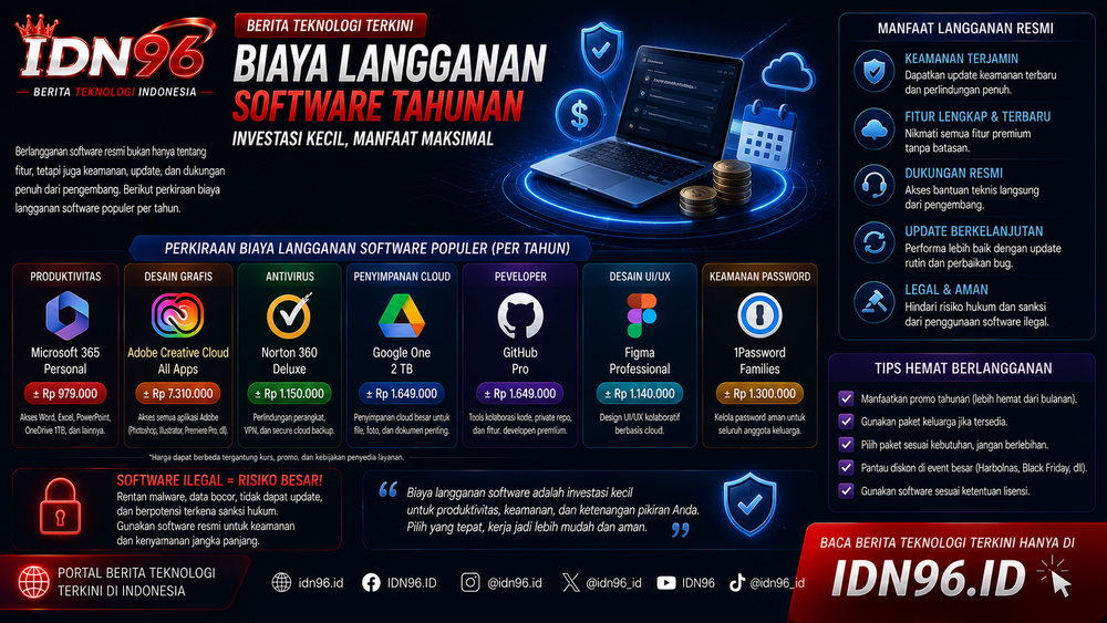 Tabel langganan dengan kolom harga promo dan harga setelah tahun pertama