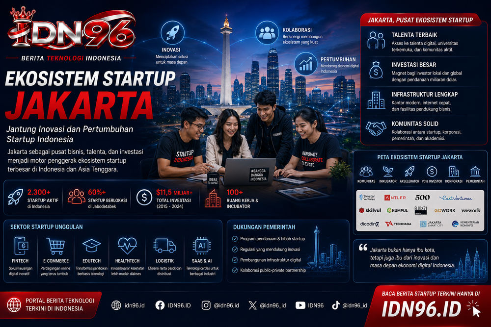 Ruang kerja bersama dengan beberapa tim startup bekerja di meja panjang