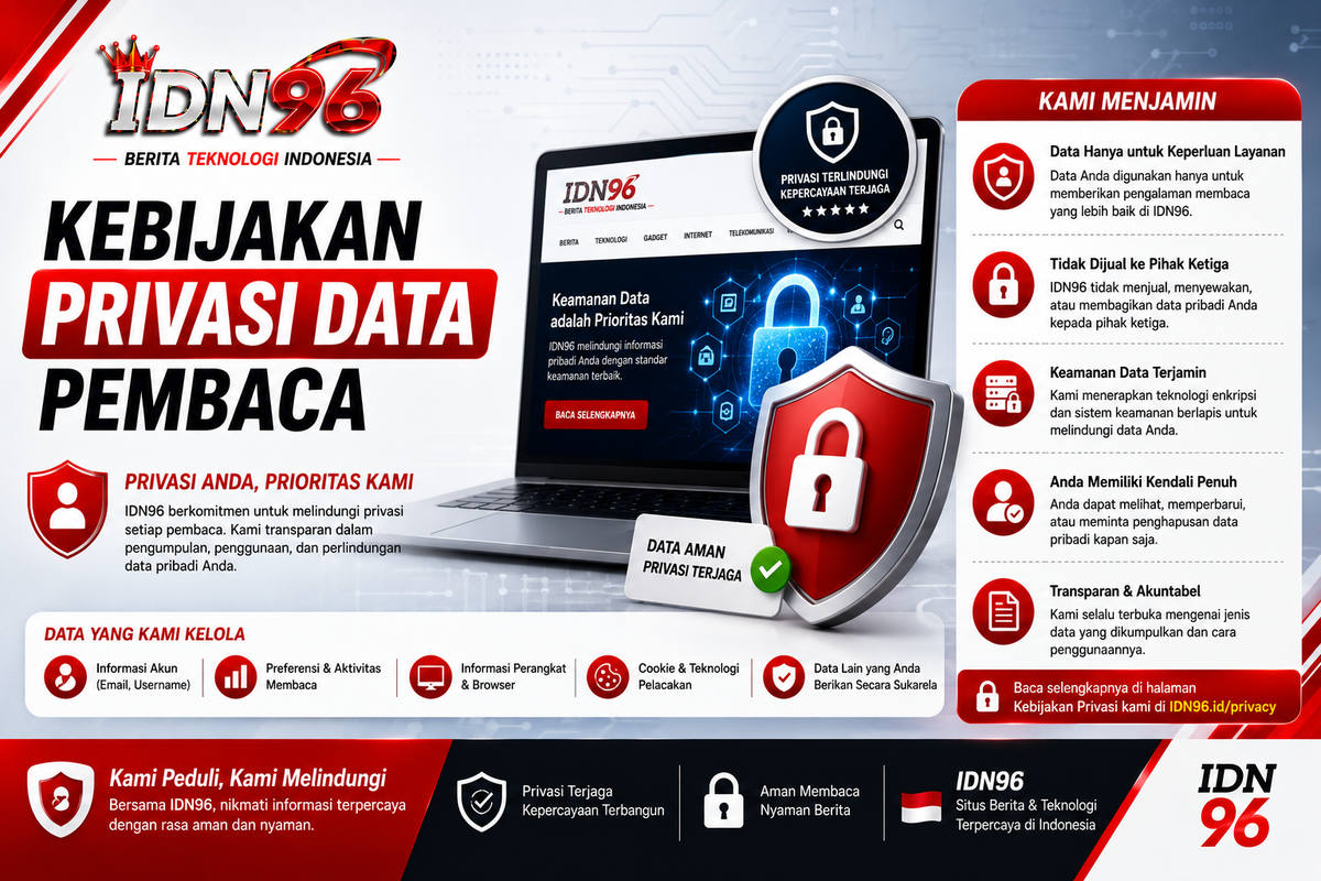 Ikon gembok di atas dokumen kebijakan privasi yang terbuka