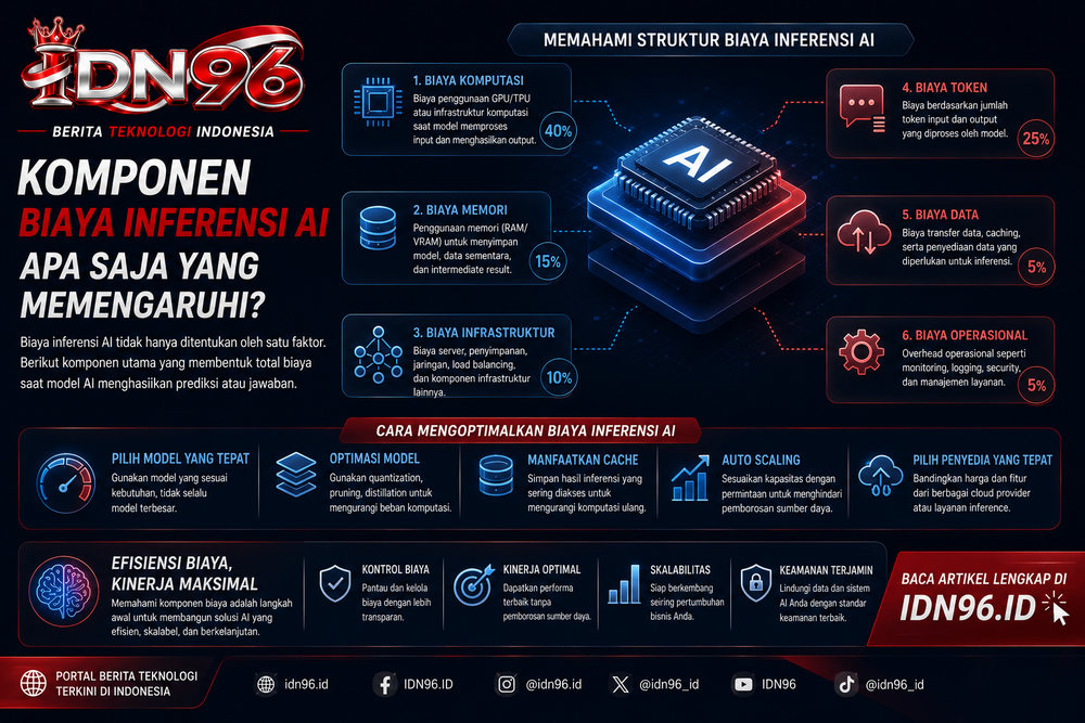 Diagram batang komponen biaya: inferensi, penyimpanan, pemantauan