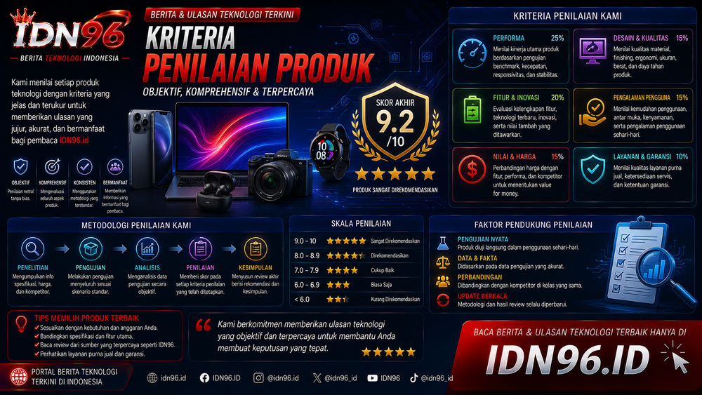 Tabel enam aspek penilaian produk dengan catatan untuk siapa tiap aspek menentukan