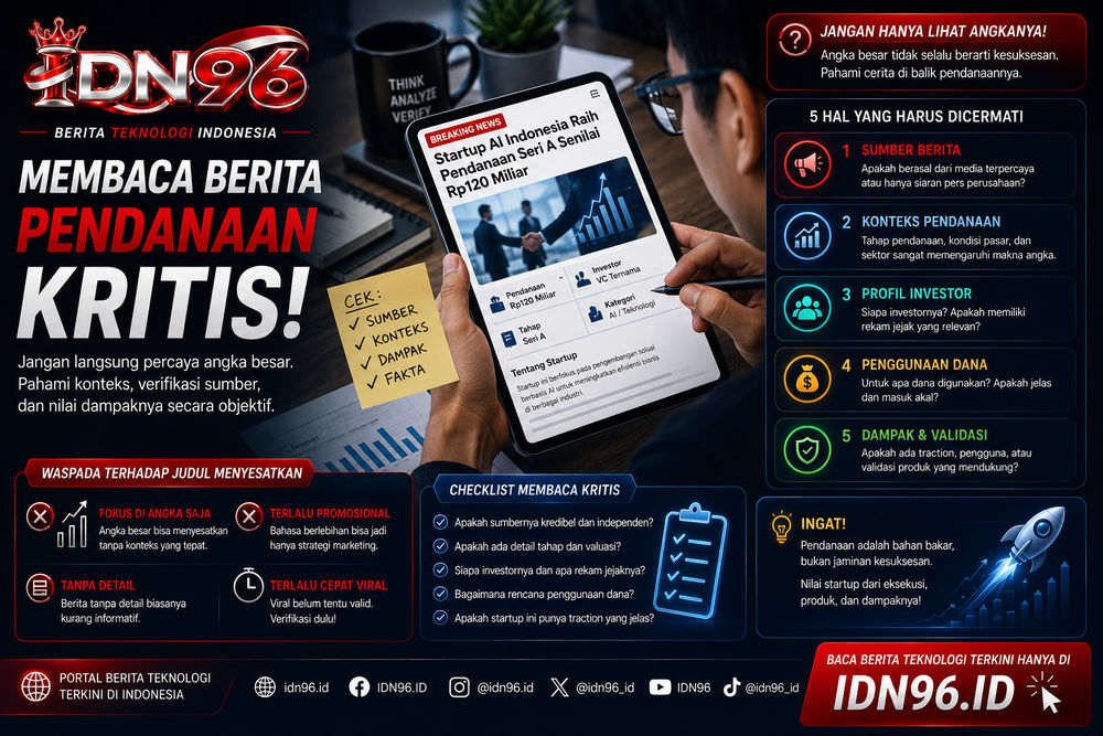 Layar menampilkan siaran pers pendanaan dengan beberapa angka dilingkari untuk diperiksa