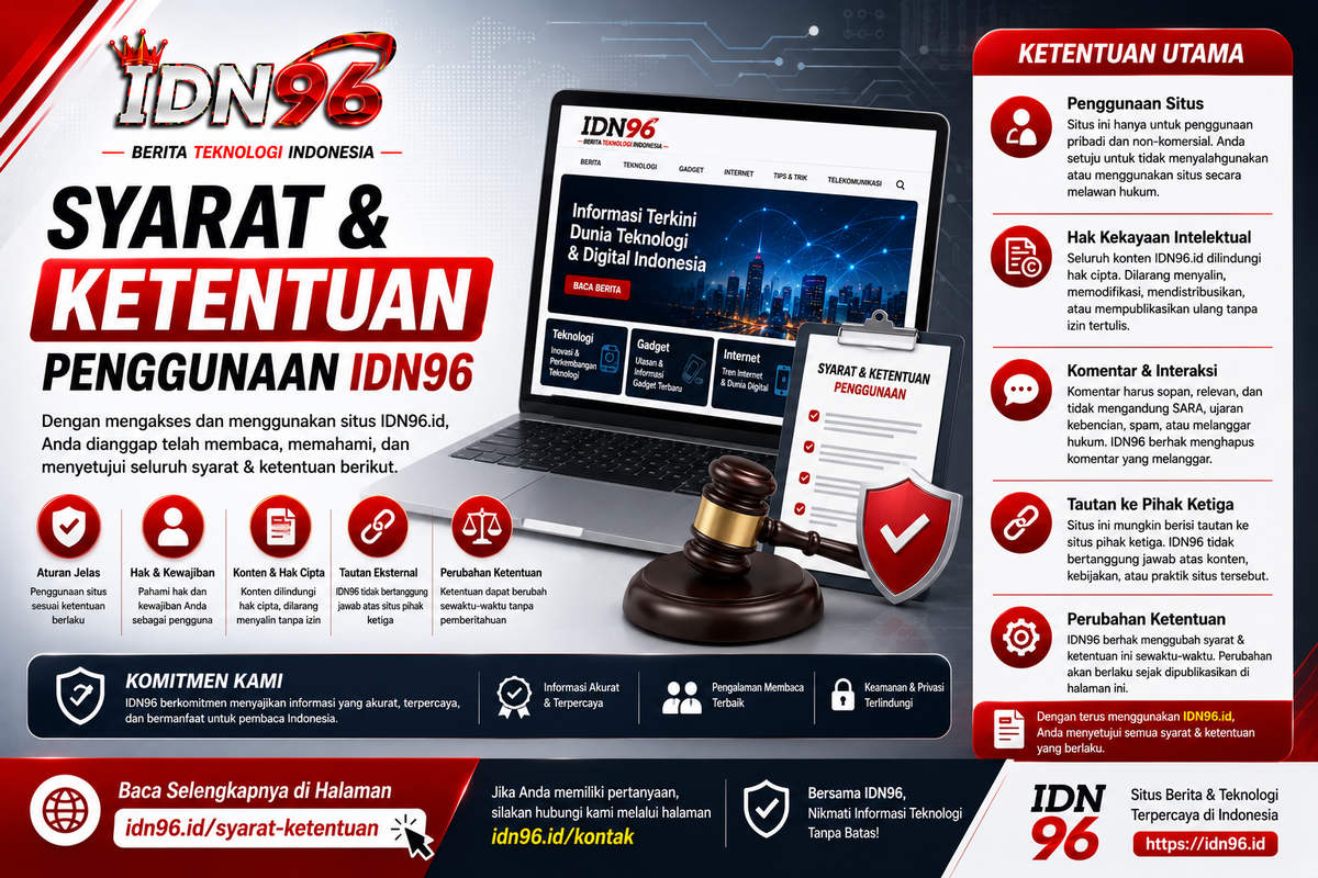Ketentuan penggunaan situs Dokumen syarat dan ketentuan penggunaan terbuka di atas meja