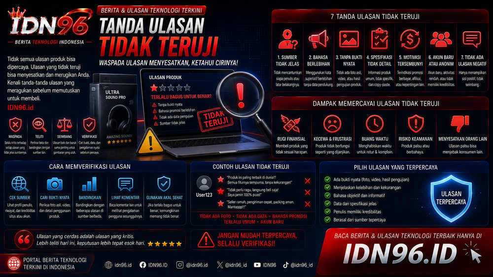 Artikel ulasan dengan bagian yang tidak menyebut satu pun kekurangan ditandai